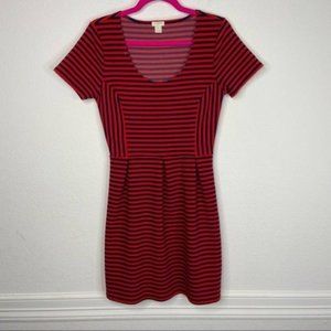 J. Crew Red/Navy Ponte Knit Fit & Flare Size 6